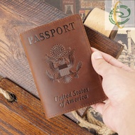 At0 GENODERN VintPassport Cover for USA Passport Crazy Horse Cowhide America Passport Holder Travel 