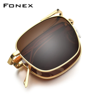 FONEX Pure Titanium Polarized Sunglasses for Men Folding Classic Square New High Quality Male Shades