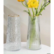 Flower Vase - 22cm Glass Flower Vase With Gold Rim To Decorate The Bedroom, Living Room Super Pretty