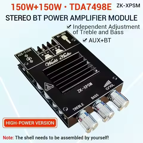 ZK-XPSM TDA7498E 2*150W Audio Power Amplifier - BT 5.0 Stereo Subwoofer HiFi Class D Digital AMP for