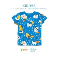 Kiddys Baju Kaos Anak Motif Sablon Kucing Warna Biru KDS57 3-4 tahun
