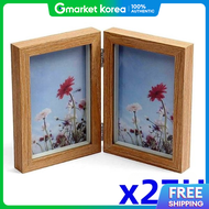 Tbz 2-Tier Foldable Wood Double-Sided Photo Frame (4X6) (Natural) X2