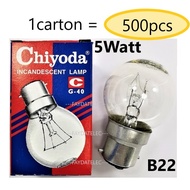 1carton 500pcs CHIYODA 5W G40 5WATT B22 INCANDESCENT BULB (CLEAR)