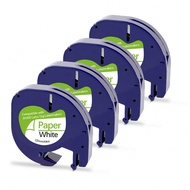 8 ชุด เทปสำหรับเครื่องพิมพ์ป้ายยี่ห้อ DYMO รุ่น 91331,91330, เทปพลาสติกสีดำบนพื้นขาว ขนาด 12 มม. x 4