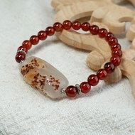 手鍊 橙石榴石 白瑪瑙 原礦 手珠 925銀飾 寶石