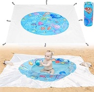 Portable Square Baby Beach Pool, 6.5 X 6.5 Feet Marine Cartoon Animals Toddler Puddle Pool Blue 2 in