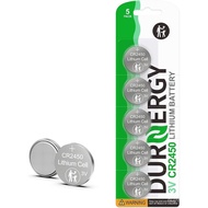 DURNERGY 5 Pack CR2450 3V Lithium Coin Cell Battery, 2450, ECR2450, KCR2450, BR2450, DL2450, LM2450,