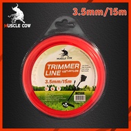 Muscle Cow สายเอ็นตัดหญ้า กลม 15 เมตร ขนาด 2.4มิล 3 มิล 3.5 มิล 4 มิล (เอ็นหนาและเหนียว) เอ็นตัดหญ้า จานเอ็นตัดหญ้า ใช้ได้กับเครื่องตัดหญ้าทุกยี่ห้อ