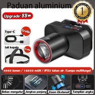 Senter Kepala Super Terang Ultra terang tahan lama lampu depan 1000 lumen ultra terang zoom lampu de