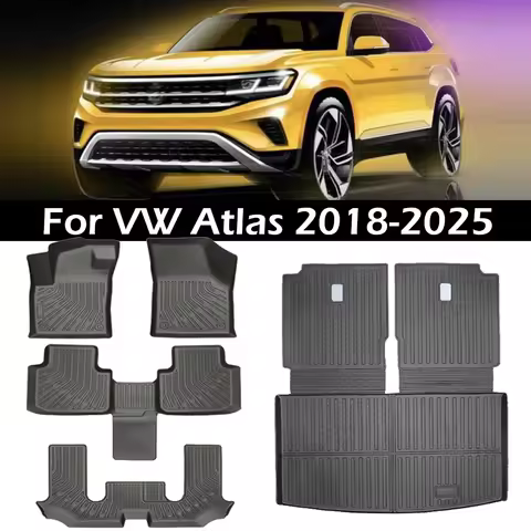 Floor Mats for 2018-2024 2025 Volkswagen VW Atlas 6/7 Seats All Weather Protection TPE Floor Liners 