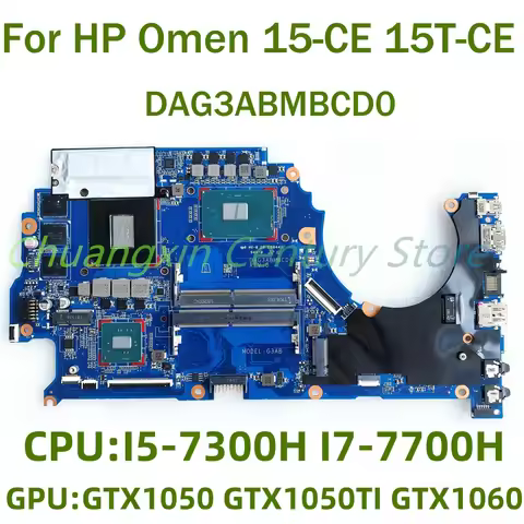 For HP Omen 15-CE Laptop motherboard DAG3ABMBCD0 with CPU I5-7300H I7-7700H GPU GTX1050/GTX1050TI/GT