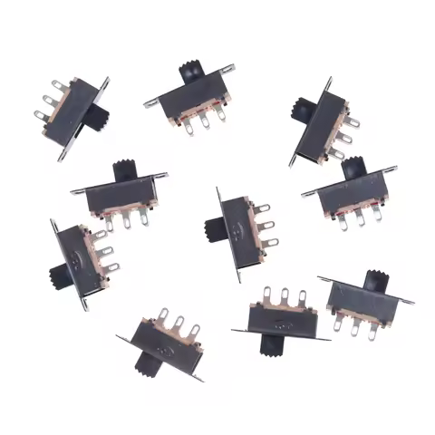 10Pcs 2 Position DPDT 2P2T Panel Mount Vertical Slide Switch 6 Pin 0.5A 50V DC