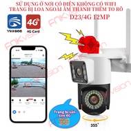 [FNKvision] Camera năng lượng mặt trời 4G Yoosee 2 mắt 12MP D38Z/4G  xoay chuyển quan sát 360 độ bảo