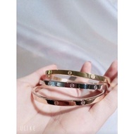 Can Bracelet Ctier Plain Titanium Stainless Steel 100% Similar To Real Gold Stamp 750- silver