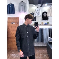 E7th.tannin Car Line Pocket Denim Shirt-Black (E7B88212208)
