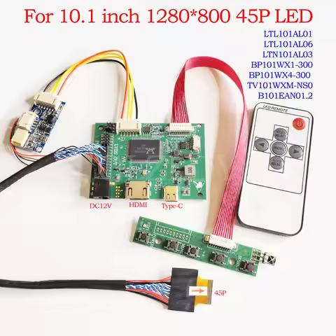HDMI TYPEC LCD driver Board for 10.1 inch tablet LTL101AL01 LTL101AL06 BP101WX1-300 1280*800 LVDS 45