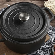 AMUZE Cast Iron Dutch Oven Casserole (20cm/22cm/24cm) Camping Cooking Pot Stew Pot Soup Pot