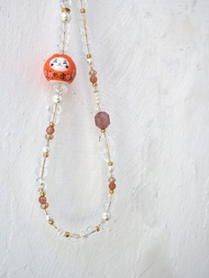 如意吉祥 橙色招財貓 士多啤梨晶 手機掛飾 電話繩 附送連接墊片