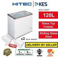 HITEC Glass Top Freezer 120L HFZ-C189GT Sliding Glass Door Ice Cream Freezer Aiskrim Frozen