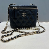 Chanel 黑金荔枝牛皮 特殊立體雙層鏈 長盒子