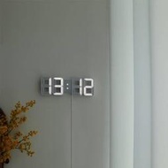 韓系電子數字鐘 電子掛鐘 3D立體電子鐘 LED 掛鐘 日歷顯示器 白光 電子鐘 數字鐘 鬧鐘 時尚工業風 時鐘 溫度