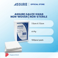 ASSURE Gauze Swab Non-Woven Non-Sterile 7.5cm X 7.5cm X 4-Ply, 100pce/Pkt
