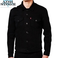 Jaket Jeans Hitam Polos Size M - XXL - Jaket Pria - Jaket Levis - Jaket Denim