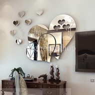 5pcs/set Creative 3D Heart Shaped Mirror-Surface Wall Sticker DIY Acrylic Stickers Home Bedroom Living Room Wall Decoration