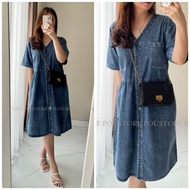 MEIDY PREMIUM RUFFLE DENIM DRESS DENIM DRESS WOMEN DRESS