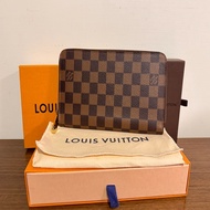 『寬寬二手』LV 咖啡色棋盤格 LOUIS VUITTON 全開長夾 N63502可放護照 16卡夾層