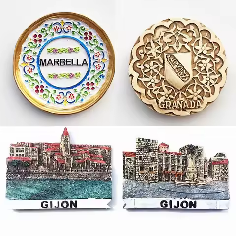Gijon Marbella Granada Alhambra fridge magnets Spain tourism souvenir crafts gift magnetic refrigera