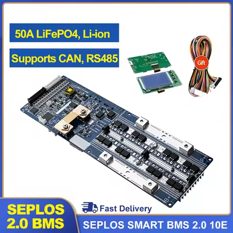 Seplos Smart BMS 50A 24V 48V LiFePO4 Battery 7S 8S13S 14S 15S 16S CAN RS485 inverter communication b