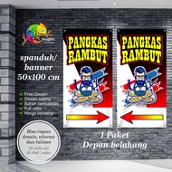 Spanduk Banner Plang Pangkas Rambut Depan Belakang Model B