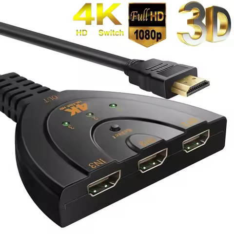 HDMI-compatible Cable Splitter 3in1 HD 4K Video Switcher Adapter 3 Input 1 Output Port Hub for Xbox 