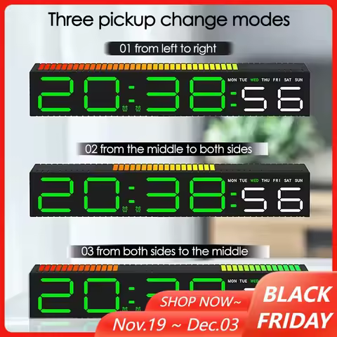 LED Alarm Clock Colorful Table Clock with Rhythm Light RGB Lamp Pickup Light Sound Control Music Rhy