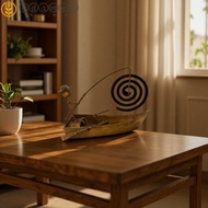 ADAMES Metal Coil Stand, Stable Base Rustic Iron Sailboat Coil Holder, Desktop Ornament Coil Tray Vi