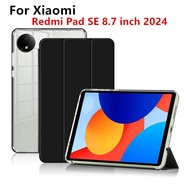 Smart Case For Xiaomi Redmi Pad SE 8.7 inch 2024 Leather Folding Stand funda Transparent back shell 