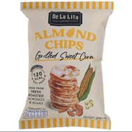 เดอลาลิต้า ขนมอัลมอนด์และข้าวอัดแผ่นอบกรอบรสข้าวโพดหวานย่าง De La Lita Vegan Almond & Rice Chips Gri