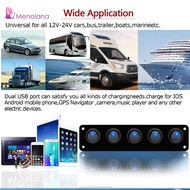 [Menolana] 12-24V 5 Gang Round Dash Rocker Toggle Switch Panel Blue  RV Boat Yacht