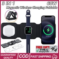 2pcs Foldable Wireless Charg 60W Fast Charger 3 In 1 Magnetic Fast Charging Dock Station Base For Ap