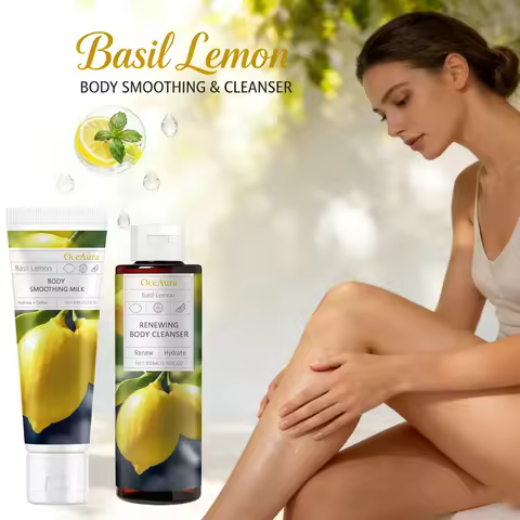 Basil Lemon Shower Gel Exfoliating Deep Cleansing Skin Soften Anti Acne Moisturizing Brightening Bod