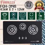 FIRENZZI 3 BURNER FLEXI SIZE GAS HOB FGH-3198 FX // BUILT IN HOB FGH-3096 // FGH-2197 // IS-DCC2800