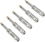 Tomswa 1/4" Audio Plug,6.35 mm Plug,TS Male 1/4 inch Solder Type Mono Plug Straight Design Connector for DJ Mixer Speaker Guitar Cables Phono Patch Cable Microphone Cables, 5Pack