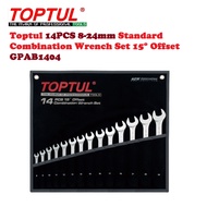 Toptul 14PCS 8-24mm Standard Combination Wrench Spanner Set 15° Offset GPAB1404