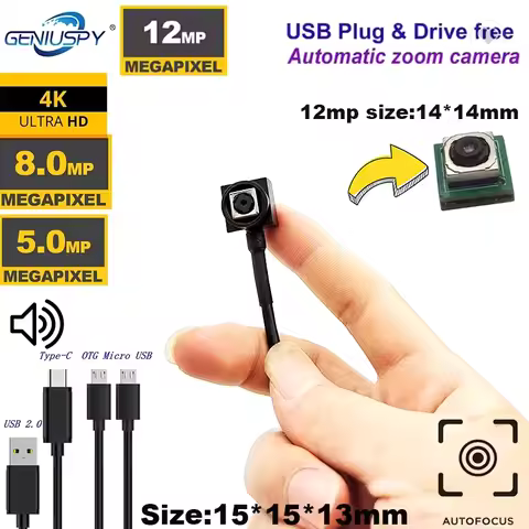 Type-C AF Auto Focus Webcam 4K 8MP 15FPS 12MP 30FPS High Speed UVC OTG 2592*1944 30FPS Audio USB Cam