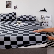 Checkerboard Printed Fitted Bedsheet Single / Queen / King Super King Super Single Size Bedsheet Cad