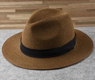 Large Size Panama Hats Lady Beach Wide Brim Straw Hat Man Summer Sun Cap Plus Size Fedora Hat 55-57c