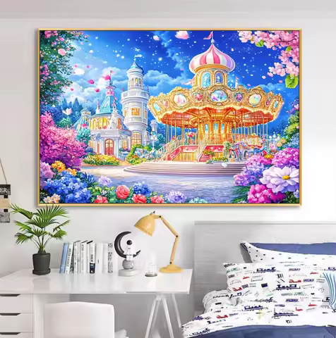 9ct 60x80cm Castle Cross Stitch Embroidery DIY Printed Kits Needlework Set Home Decor Crafts New