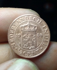 Uang Koin Kuno 1/2 Cent Nederlandsch Indie 1934