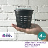 Root Control Breathing Aroid Pot (Black) (S Size / 4 inches pot) (Diamenter 11cm / Height 10cm) *Sui
